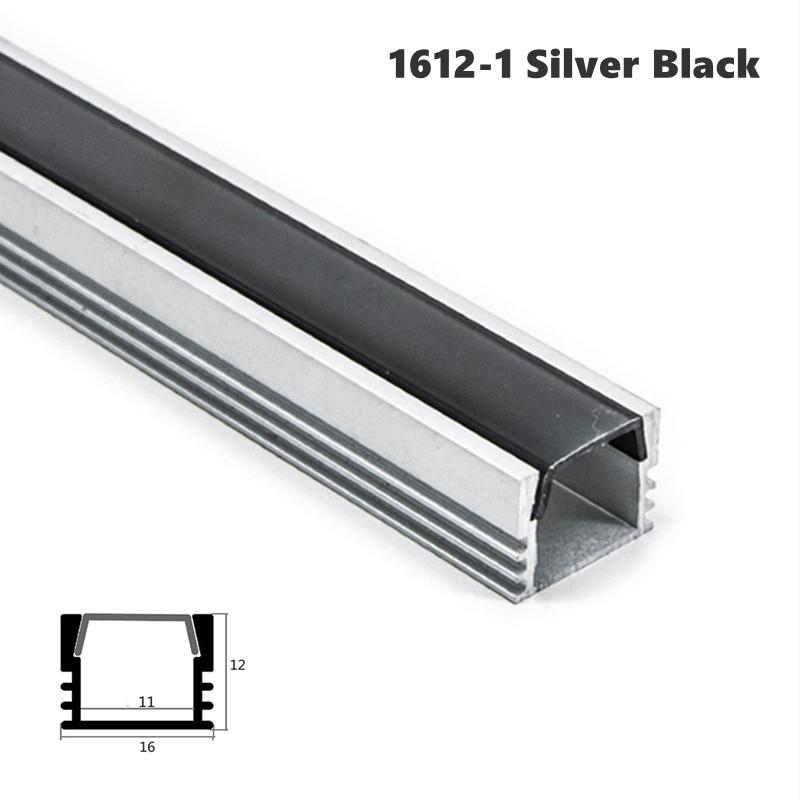 0.5m/1m 1612 LED Aluminum Profile YW Style Recessed Black Silver Channel Indoor Decoration Linear Strip Lights Cabinet Bar Lamp
