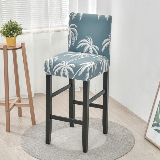Elastic Short Chair Furniture Cover Spandex Fabric Printed Bar Stool Seat Covers Chair Protector Slipcovers For Cafe Dining Space Kitchen Washable