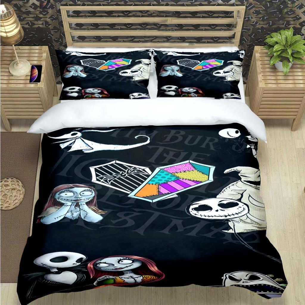 Horror Film The Nightmare Before Christmas Print Bedding Sets Bed Supplies Set Duvet Cover Bed Comforter Set Bedding Set Gift