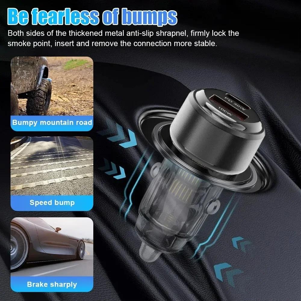 100W USB Car Charger Adapter 30W Type C Fast Charging PD Quick Charger in Car for iPhone 15 Xiaomi Huawei Mobile Phone Charger
