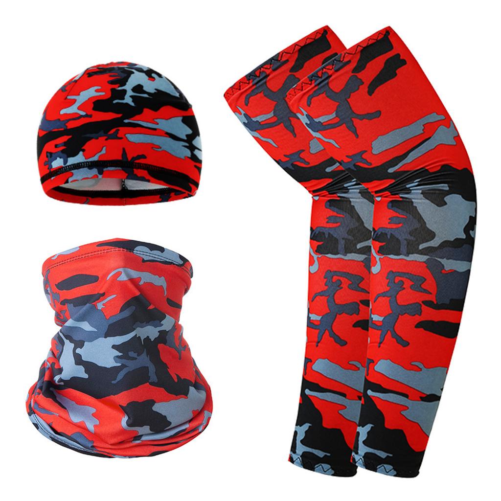 Breathable Cycling Cap Neck Gaiter Arm Sleeves Set Lightweight Quick Dry Outdoor Sports Sun Protection UV Shield for Biking Hiking Running