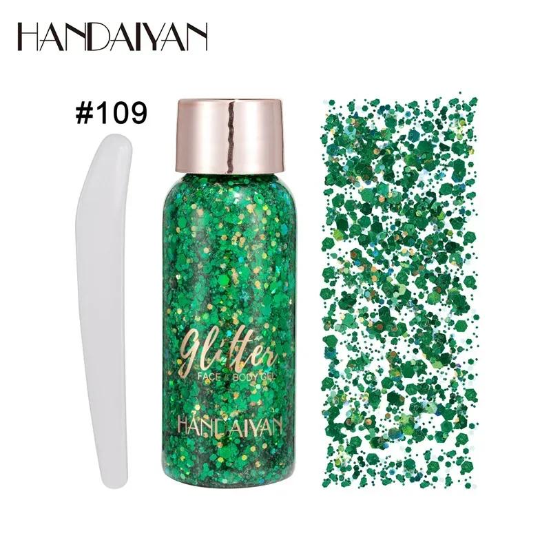 HANDAIYAN Autocollants à paillettes pour les yeux, les cheveux, le corps et le visage, Gel Art, paillettes amples, crème, bijoux en diamant, strass, maquillage, fête, Festival
