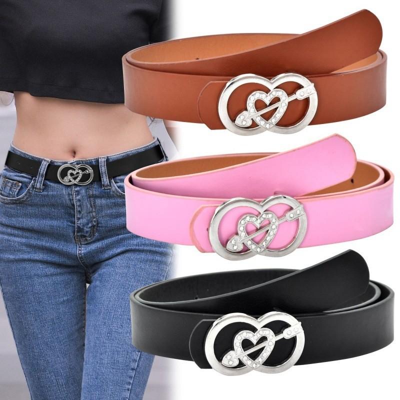 Unique Womens Casual Durable Heart Arrow Buckle Smooth Jeans Belt For Styles All