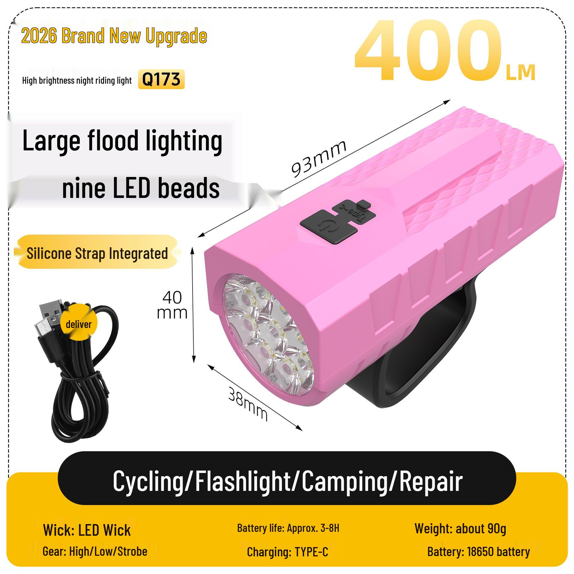 High-Lumen Bicycle Front Light with USB-C Charging