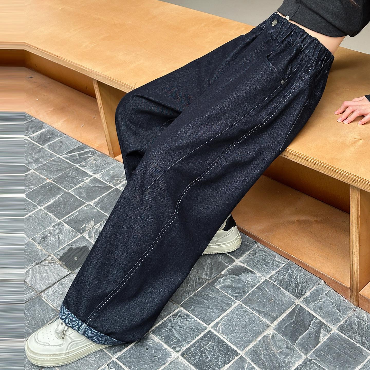 

2025 Осень Девочки Корейский Стиль Свободные Джинсы Широкие Штанины для Средних и Больших Детей 130 cm