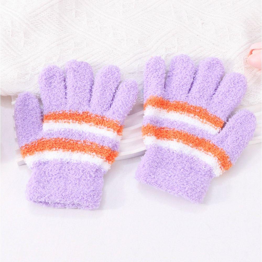 Cute Warm Kids Winter Gloves Windproof Full Finger Children Mittens Elastic Candy Color Baby Gloves for 6-9 Years Old Outdoor