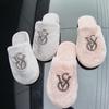 Women's Versatile Fuzzy Rhinestone Slippers - Warm Cotton for Autumn/Winter, Stylish for Home or Outdoor Use.
