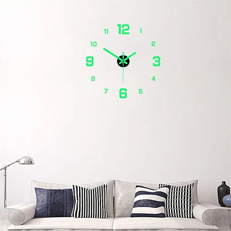 EW Kreative Einfache Leuchtende Digitale Uhr Europäischer Stil DIY Stille Wanduhr Arbeitszimmer Wohnzimmer Lochfreier Wandaufkleber Uhr
