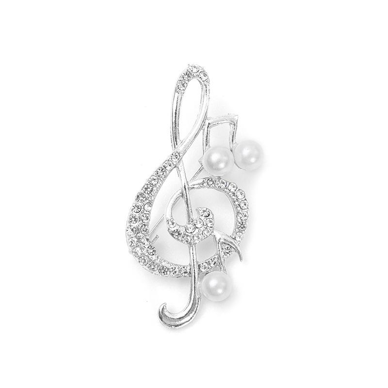 Creative Musical Note Corsage Light Luxury Brooch Pin Full Clothing Accessories For Women Suit Shiny Jewelry