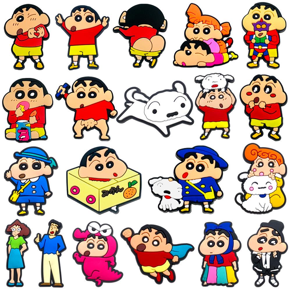 Crayon Shin-chan Crocs Charms Set: 20 Stylish Shoe Accessories, DIY Soft Rubber PVC Buckles