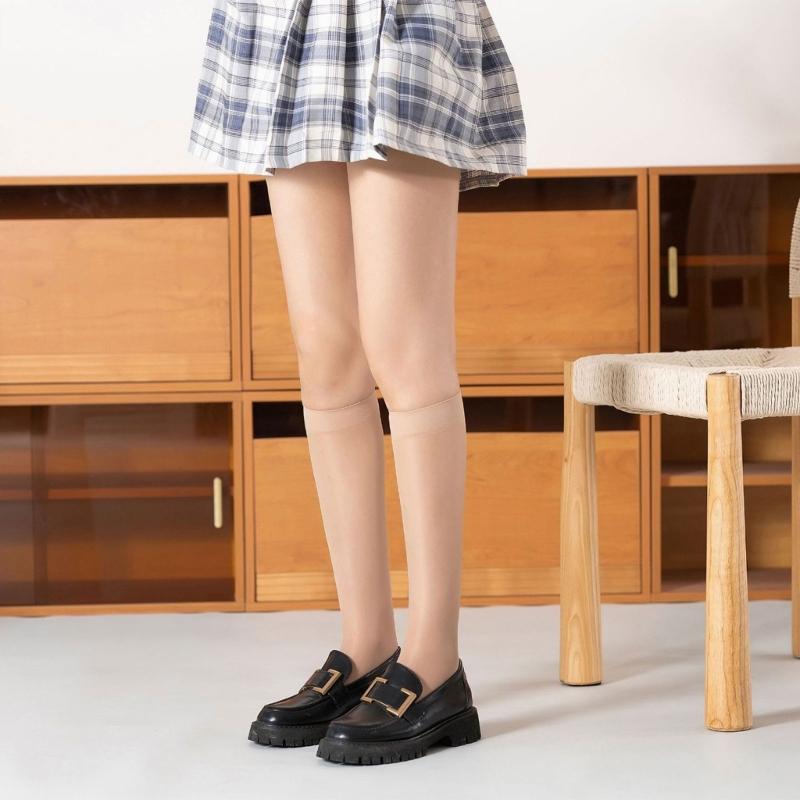 Silky Sheer Women Over the Calf Long Socks for Office and Casual Wear Breathable Nylon Super Thin Knee Length Stockings