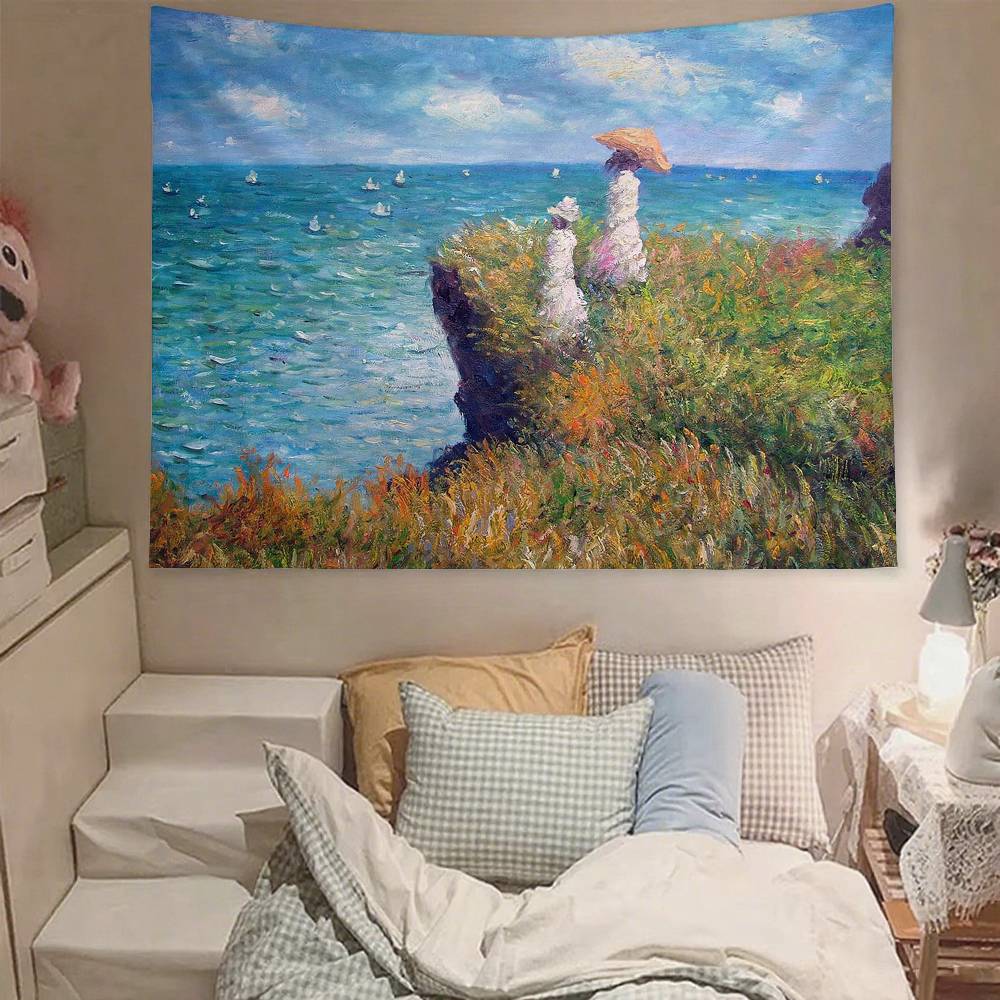 Claude Monet Tapestry Wall Hanging Tapestry Art Deco Blanket Curtain Hanging At Home Bedroom Living Room Decor