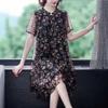 Women's Oversized Dress Printing Round Neck Short Sleeved Loose Mesh Dress Mid Length Simple Commuting Summer