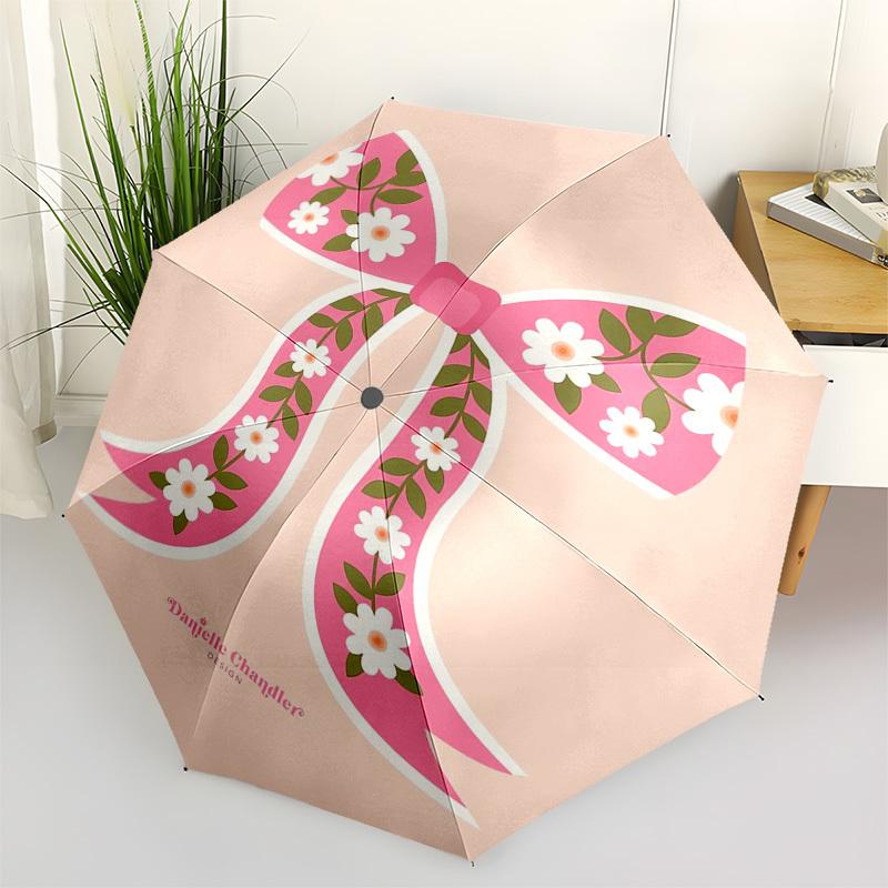 1pc Floral Bow Design Umbrella with Plastic Handle,Suitable for All Seasons Home Travel Outdoor Umbrellaptys31056