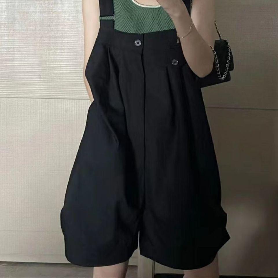 French Summer Women's Slim Korean Style Wide-Leg Casual Overall Shorts