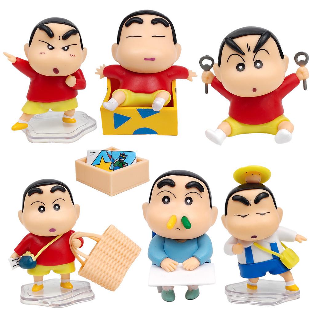 Crayon Shinchan Pvc Figure Set With Blind Box Display For Collectors And Kids