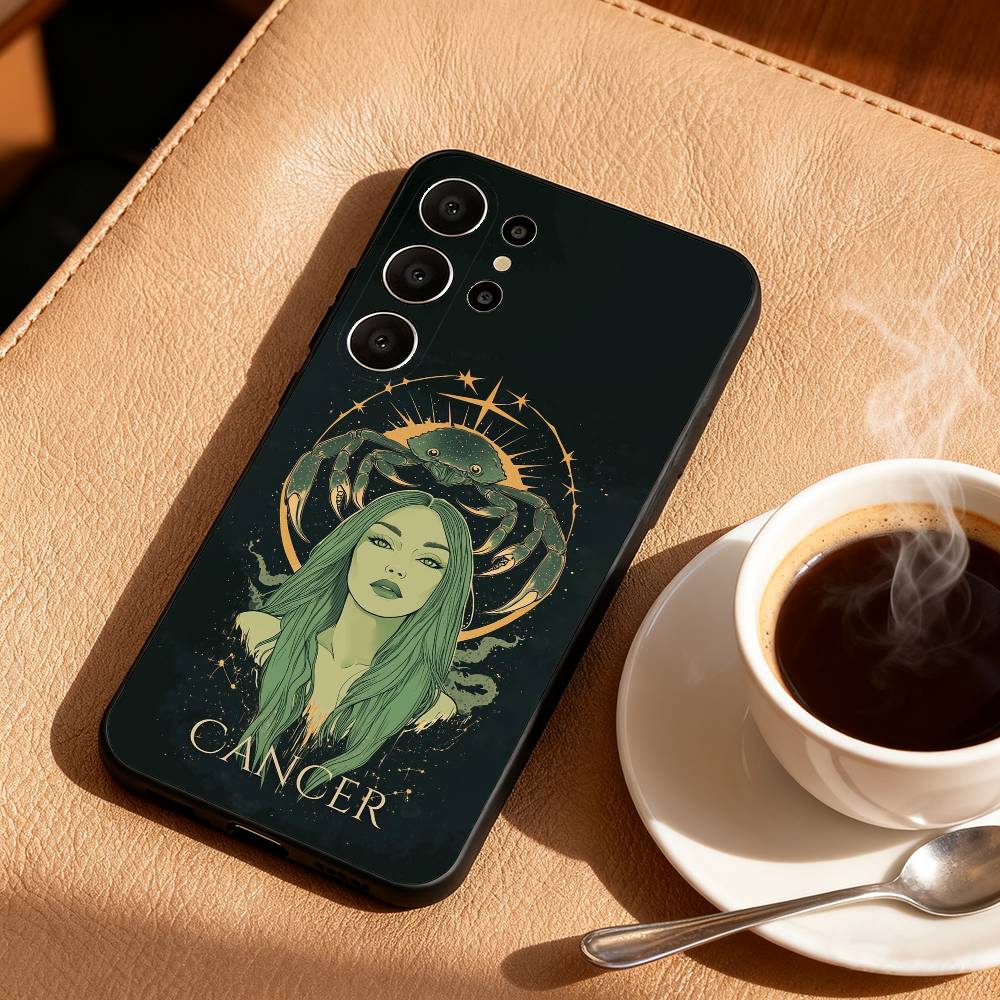

Zodiac Girl Phone Case For Samsung S26,S25,24,23,22,30,21,10,9,Ultra,Plus,Lite,FE Soft Black Case Samsung S25