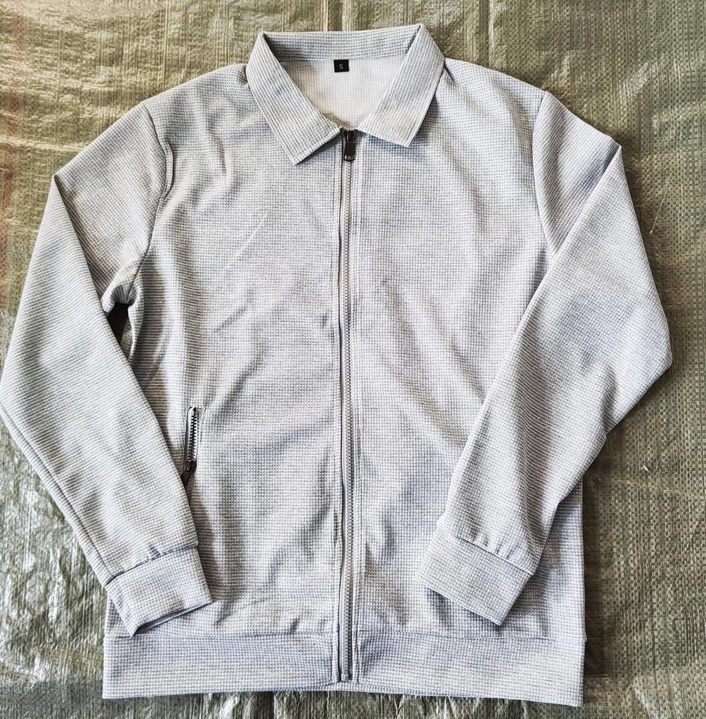 Męski Jesienny Zestaw Sportowy Casual: Zapinana na zamek kurtka z waflowym kołnierzem i spodnie o kroju slim fit.