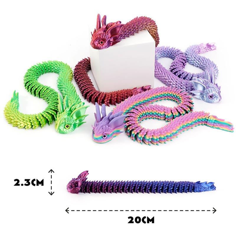 3D Printed Dragon Snake Movable Joint Fidget Toy Figurine Simulation Snake Office Desktop Ornament New Year Gifts Crafts Gift