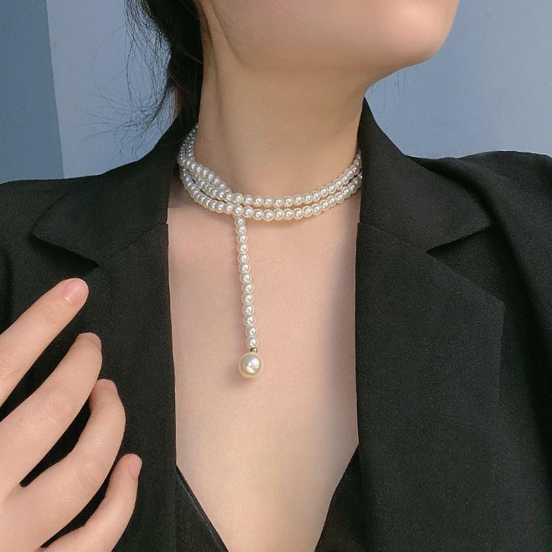 Long Multi Layered Pearl Necklace For Women Temperament Collar Chain Sweater Chain Necklaces Luxury Jewelry Accessories