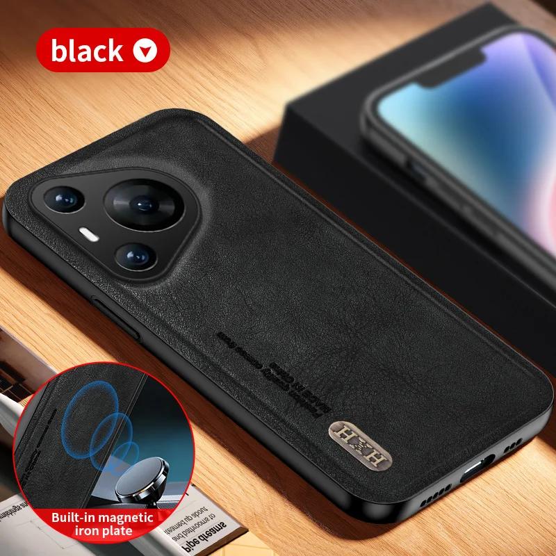 Vintage Leather Phone Case For Huawei Pura 70 P60 P50 P40 P30 Nova 12 11 10 SE Mate 60 50 40 30 Pro Build-in Magnet Iron Cover