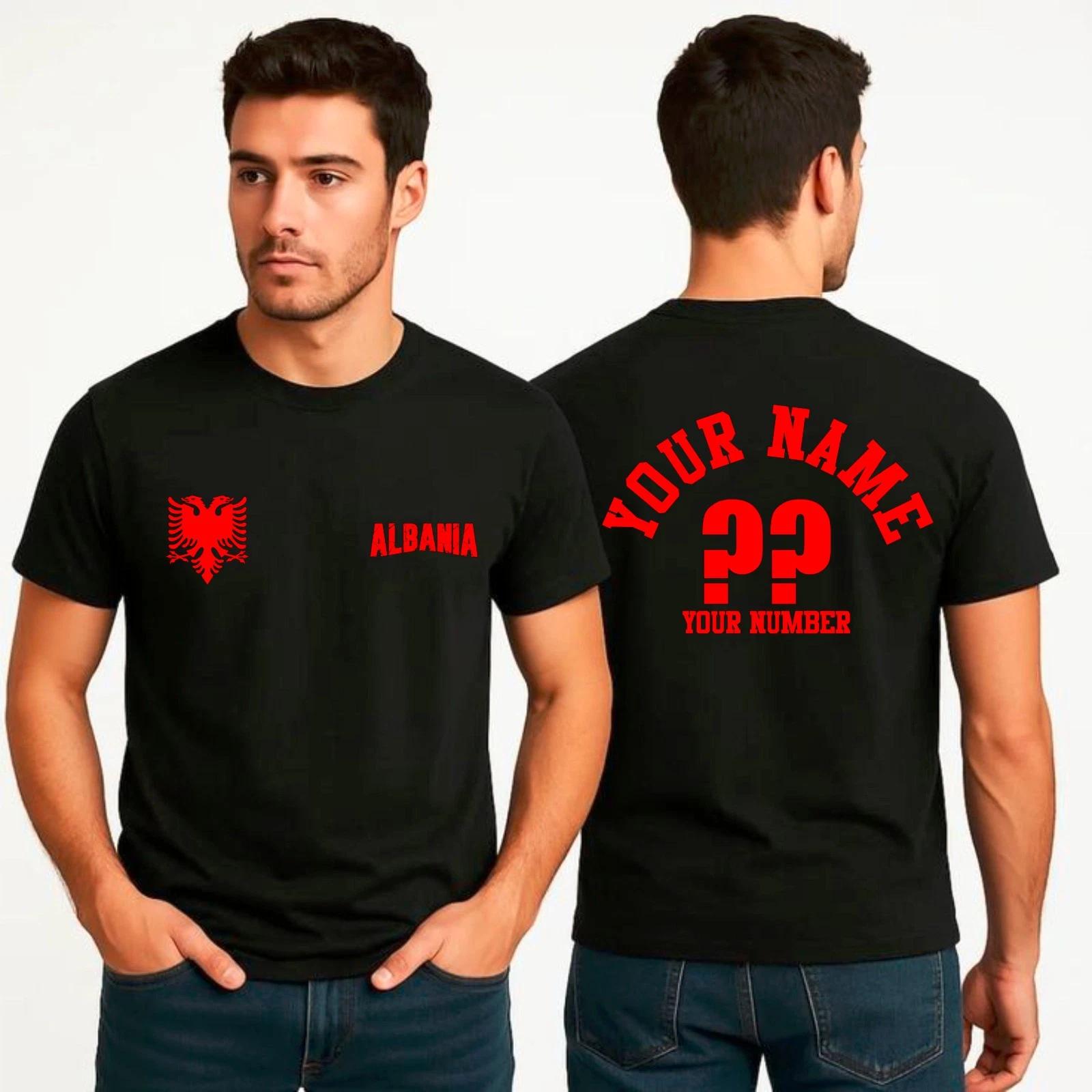 Personalised Albania T-Shirt, Custom Number Albanian Football Eagle Flag Tee 3XL