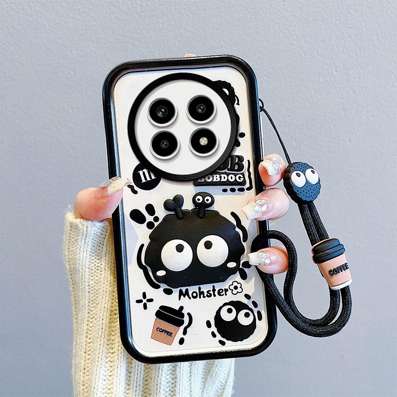 KEYSION Shockproof Case for Realme 13 Pro 5G with Lanyard Silicone Cute 3D Cartoon Doll Phone Cover for Realme 13 Pro+ 5G