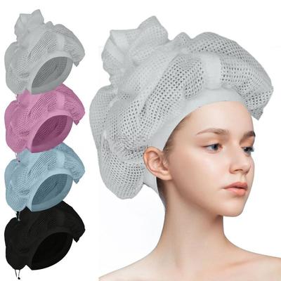Quick Dry Hair Net Cap - Lightweight Microfiber & Mesh Plopping Cap for Curly Hair Care, Frizz Control & Faster Drying, Hair Wrapping Towel for Women