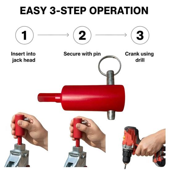 Adaptador de Broca para Macaco de Reboque para Pino de Cabo de 1" Duty Pesado Manivela de Furadeira Elétrica Operação 10x Mais Rápida do Macaco de Reboque com Furadeira Elétrica Compatível