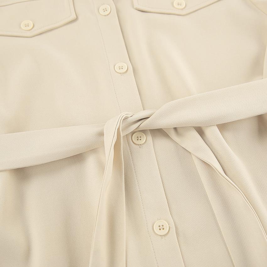 Frühling Herbst Damen Hemden Kleid Elegant Büro Damen Langarm Oberteile Vintage Koreanisch A-Linie Midi Kleider für Damen Bekleidung