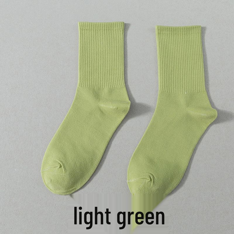 Zhuji Women's Colorful Mid-Calf Socks - Fashionable Candy Colors for Spring & Autumn, Versatile Japanese Style Trendy Solid Socks