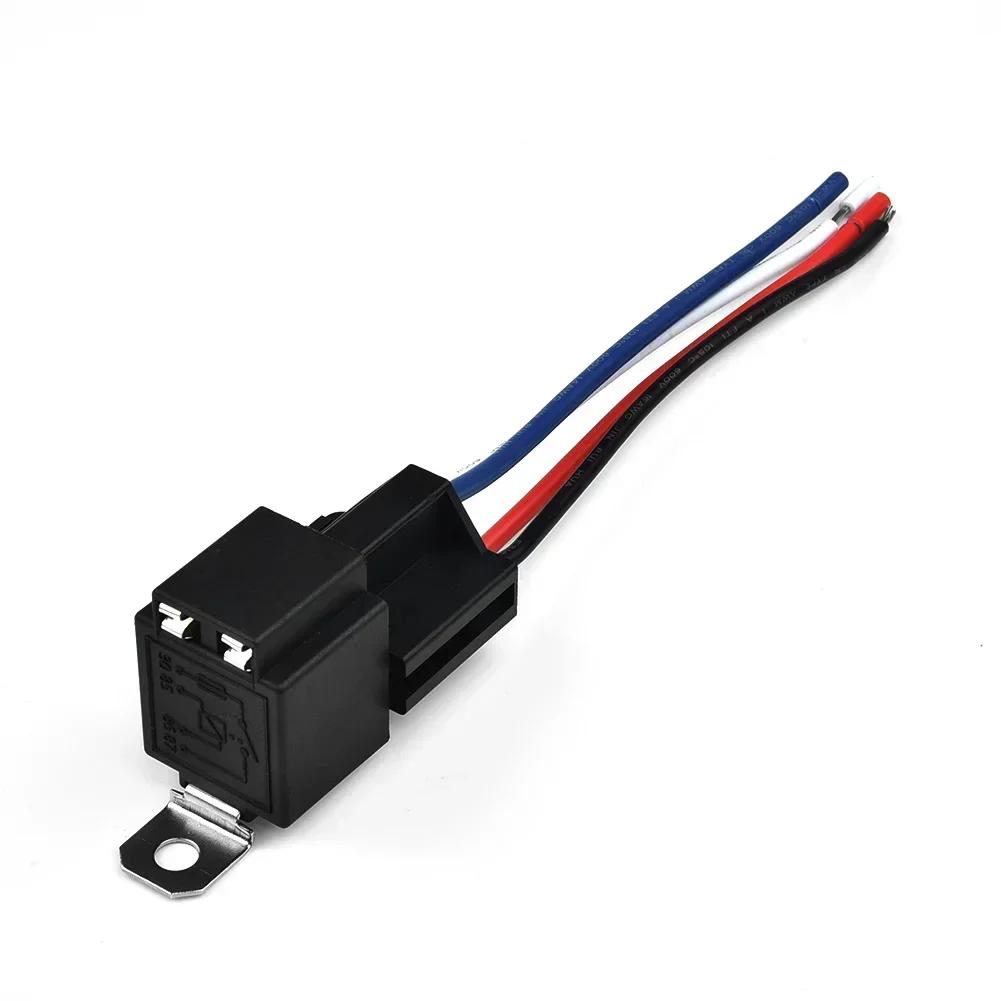 4-Pin Car Relay 12V DC With Socket Base/Wires/Fuse 30A Automobile Control Device With Line For Automotive Accessory Connections