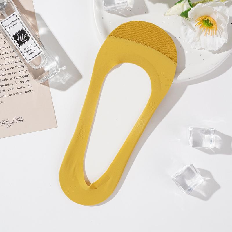 

Носки Ice Silk Boat для женщин, носки с хлопковой подошвой, низкие, нескользящие, модные, противоразрывные носки One size жёлтый