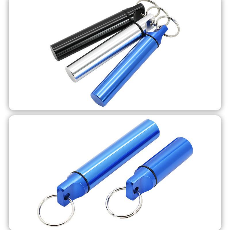 Ohrstöpsel-Dose aus Aluminiumlegierung mit Schlüsselanhänger & Mini-Zahnstocherhalter aus Metall