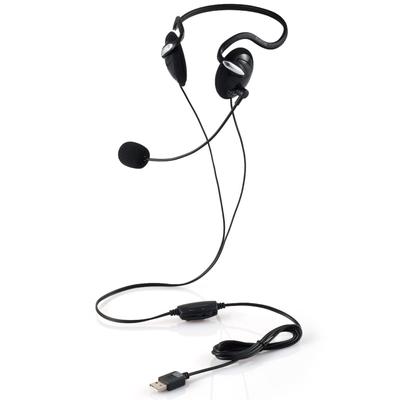 ELECOM Wired Headset with USB Mute Volume for Remote and Web Black Microphone, Neckband, Function, Adjustment, Lightweight, Telework, Work,