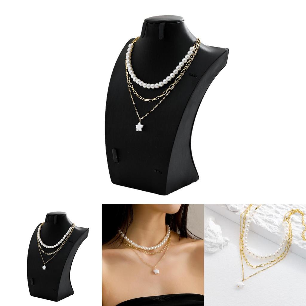 Contemporary Five-point Star Necklace With Dazzling Pearl Beads For Fashion-forward Women