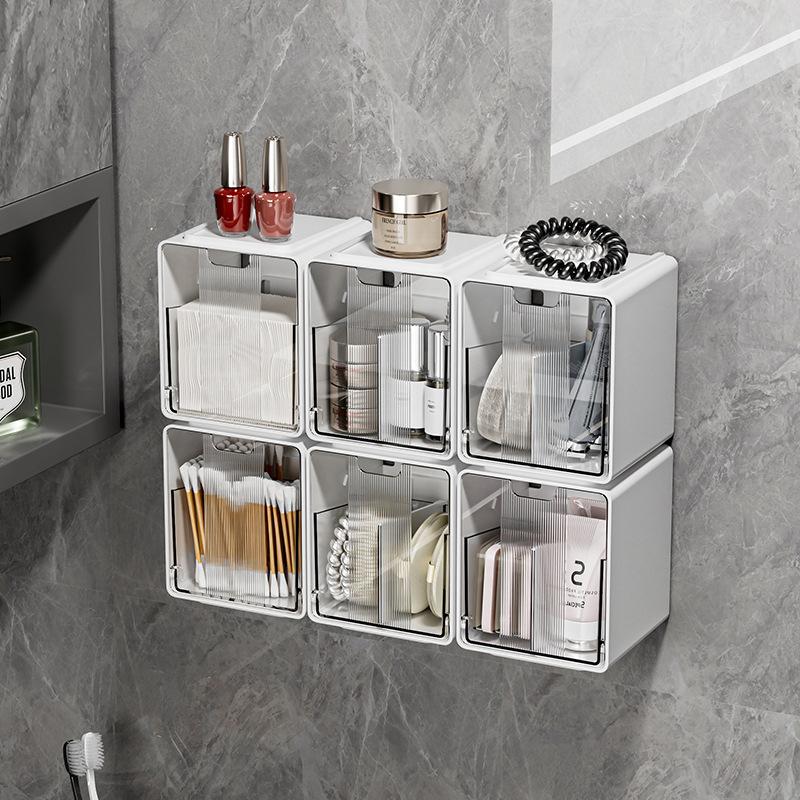 Transparent Bathroom Cotton Stick Makeup Cotton Bathroom Pull-Out Storage Drawer Style Storage Box Under The Mirror Cabinet