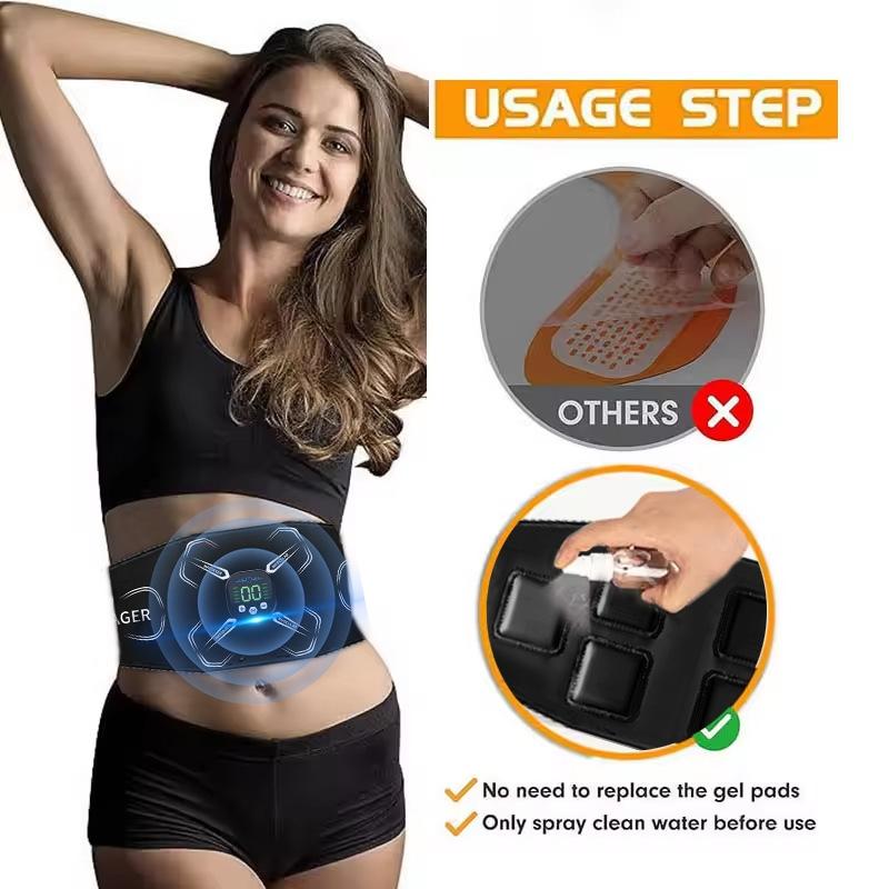 Abdominal Muscle Trainer Belt with EMS Massage, Slimming & Toning Device for Home Fitness, Fat Burner