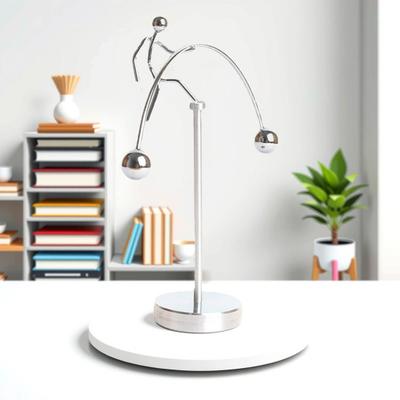 Fizyka Balansujący Żelazny Mężczyzna Zabawka Metalowy Mini Ciężarowiec Mężczyzna Wańka-wstańka Sztuka Kinetyczna Dekompresyjna Równowaga Zabawka Biurkowa Dekoracja Domu Biura Salonu