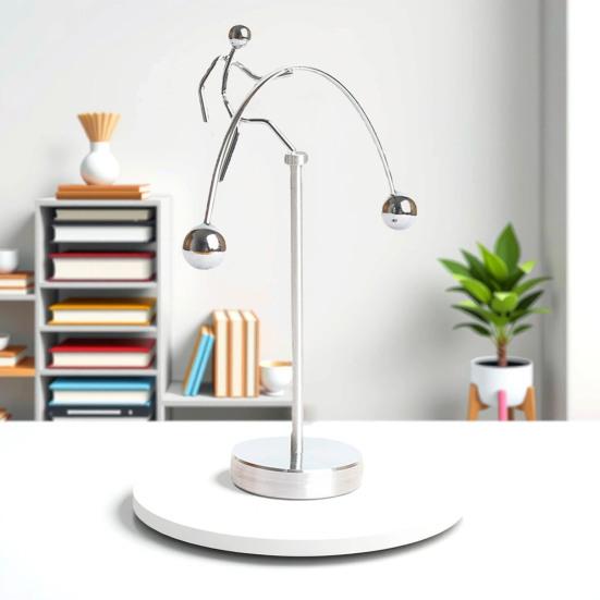 Fizyka Balansujący Żelazny Mini Ciężarowiec Mężczyzna Tumbler Męska Zabawka Metalowa Sztuka Kinetyczna Dekompresyjny Balans Biurko