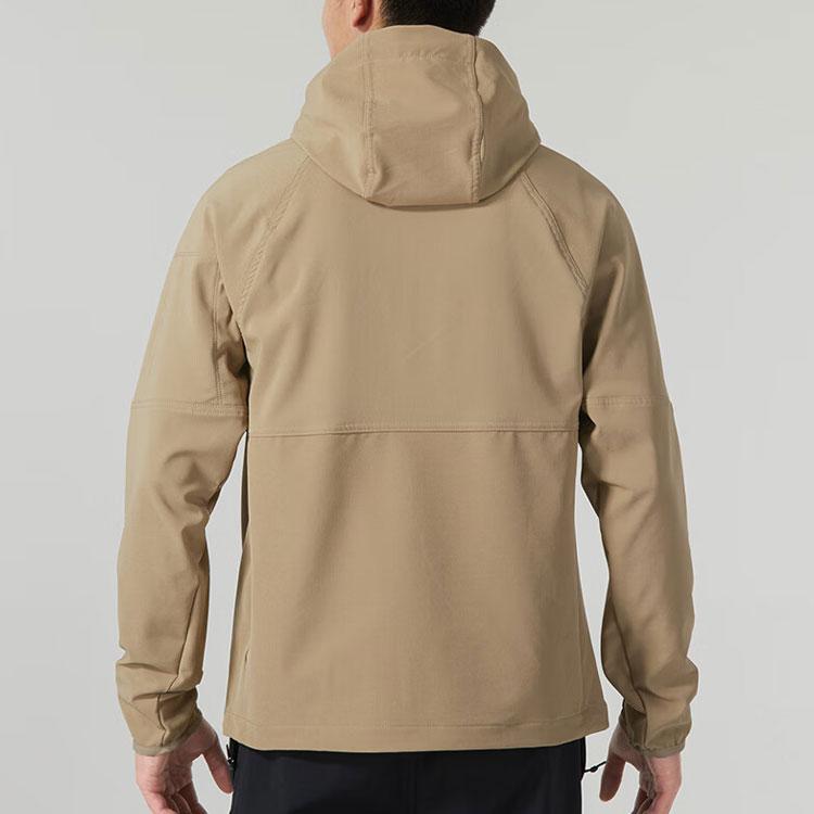 Nike Solid Color Logo Hooded Casual Jacket Men Outerwear Khaki DQ6594-247