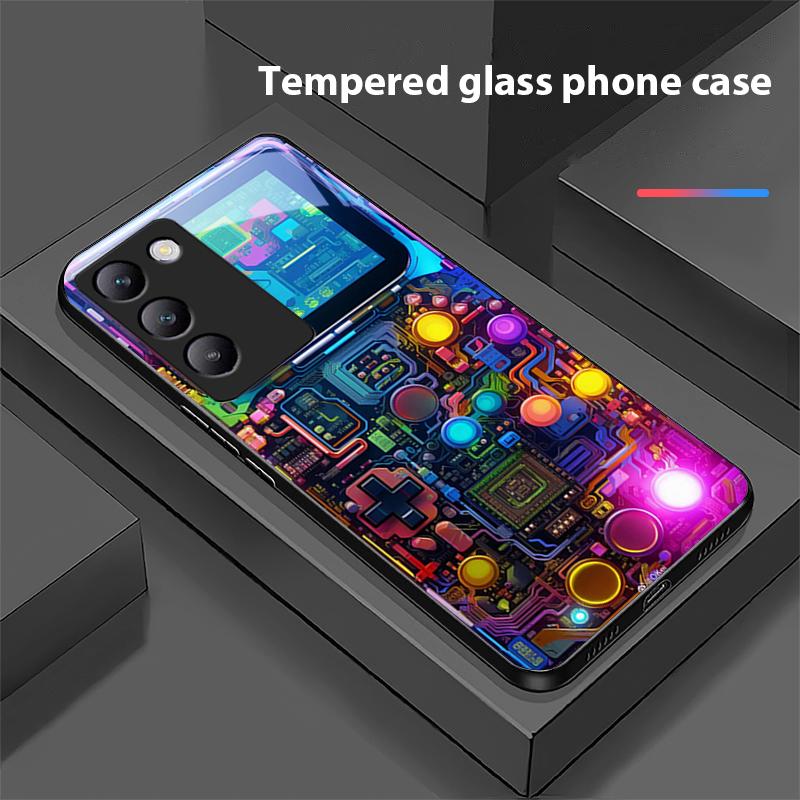 Barevný stroj pro Y72 33S 11 03 36 96 Lite 35 16 Iqoo 12 V40 SE 5G 29 40 21 30 X80 Pro Vivo Tvrzené sklo Kryt na telefon Černý