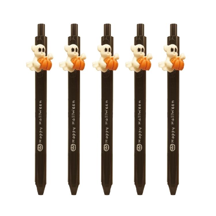5Pcs Halloween Retractable Gel Pen School Stationery Supplies for Women Student Writing Noting Journaling