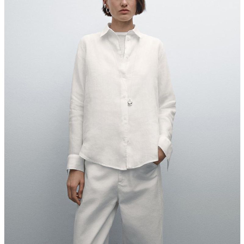 MD Spring and Summer New Women Clothes High-Tech Sense and Diligent Style All-Match Elegant Linen Blend Long Sleeve Shirts 5130530