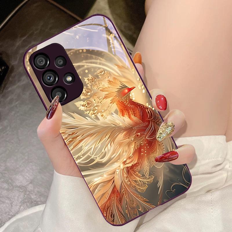 Golden Phoenix Unfolding For Samsung Galaxy S10 4G S20 11E 30 S21 22 S24 Fe Pro S23 S25 Ultra 5G S9 Tempered Glass Phone Case