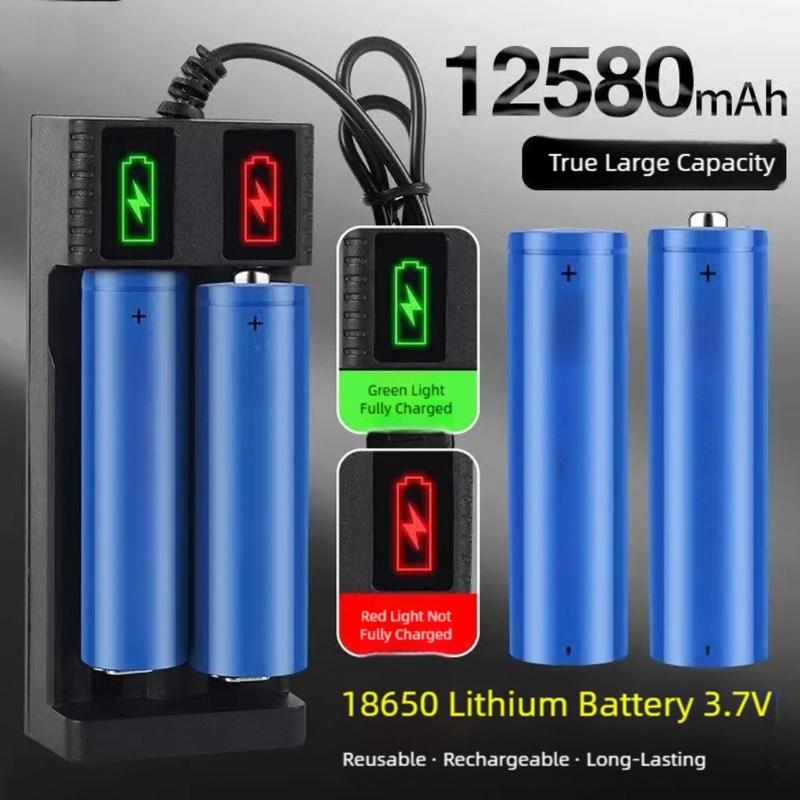 1/2 Slot Charging Adapter Rechargeable Battery for 18650 3.7V Battery USB Fast Charging with LED Status Display for Travel