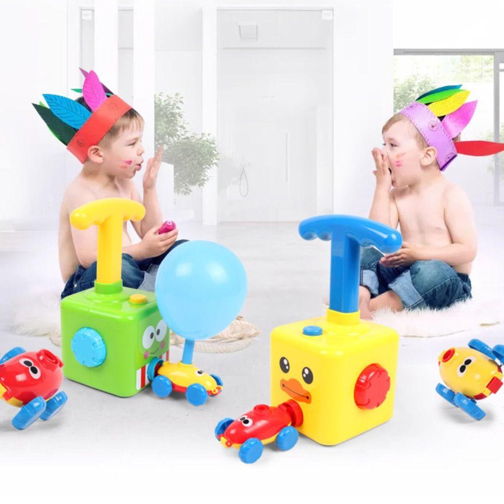 Duck Style Rocket Balloon Launch Tower Toy Blackbird Inertia Air Power Balloon Car  Toys For Kid