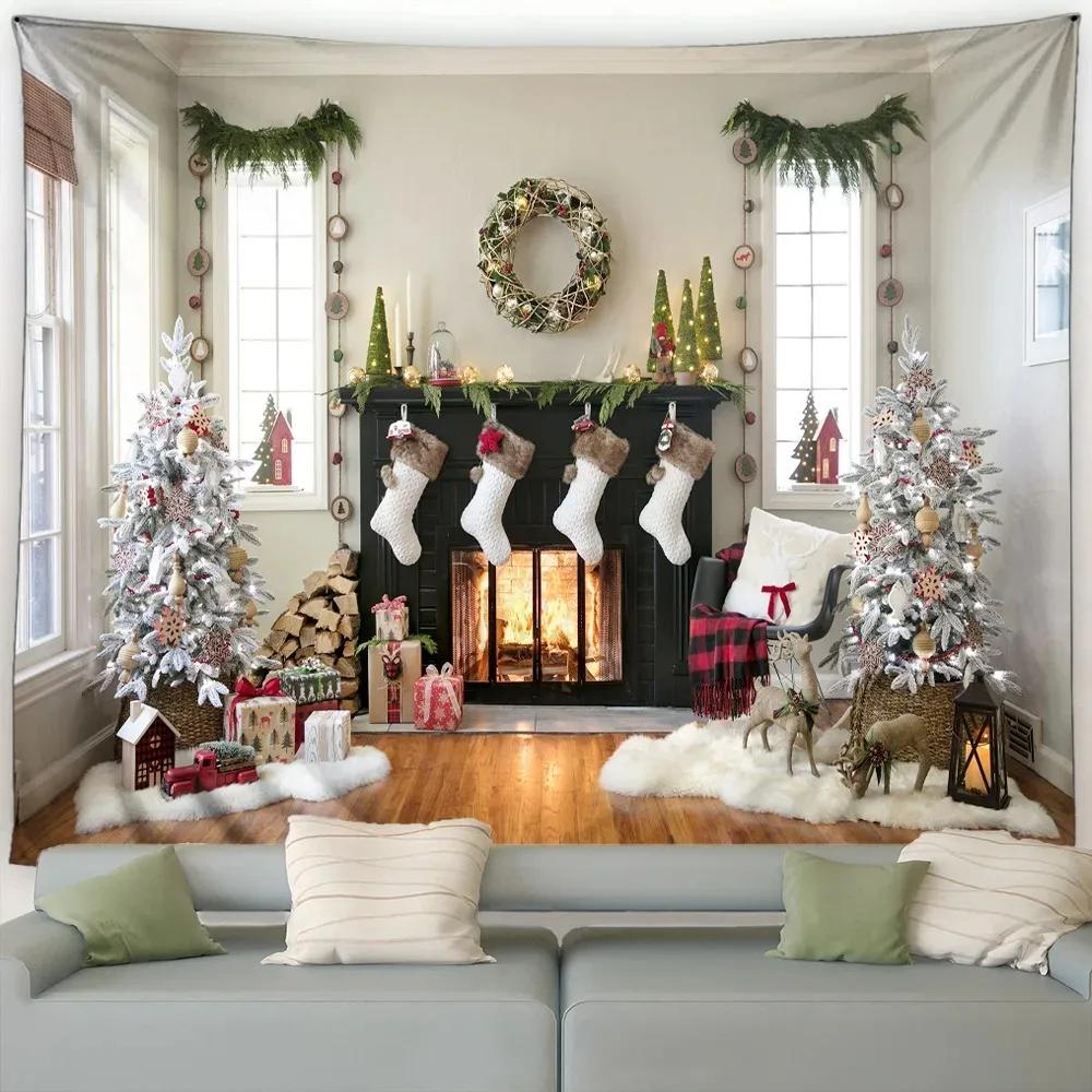 Tapestry ze wzorem choinki Sypialnia Salon Domowa Dekoracja Świąteczna