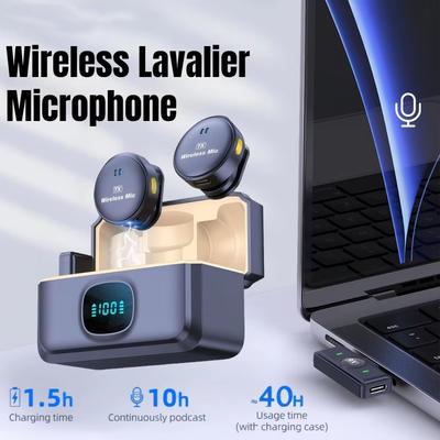 Microphone-cravate sans fil 2,4 GHz pour streaming en direct, interviews, portable, mini réduction de bruit, enregistrement audio-vidéo, téléphone en direct