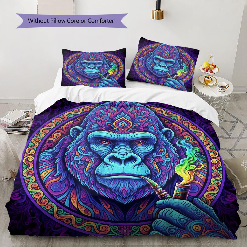 Psychedelic Animals Pattern Bedding Quilt Set Quilt Cover Pillowcase Home Decoration Birthday Gift (1 * Duvet Cover + 2 * Pillowcase, Without Core)